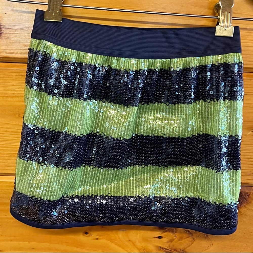 The Children's Place Sequin Skirt Navy and Green Lined Girls 5/6 S